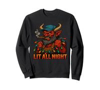 Lit All Night Demon Holiday Lights Illustration Sweatshirt