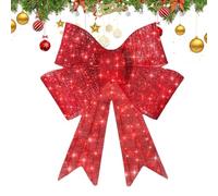 Lit Christmas Bow, 24 Inch Lighted Christmas Bows Decoration, Door Bow with Lights, Red Bows for Wreaths Tree Toppers for Indoor Holiday Decor