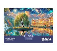 Lit Palace, Lake, Swans, Willow And Starry Sky 1000-Piece Jigsaw Puzzle Dream Building - Ideal for Birthday Giving 70x50cm/1000pcs