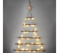 Lit Twig Wall Christmas Tree - Features: Bulb Type: LED, Bulb Size: 5mm, Bulb Count: 40, Lead Wire: 0.4m, Function: Static, Material: Wood, Indoor Use Only, 3 XAA Battery Box - Dimensions: 63.5 X 90cm
