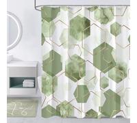 Litabel Modern Long Shower Curtain for Bathroom, Sage Green Geometric Art Decor Waterproof Bath Curtain, Abstract Fabric Shower Curtain Sets for Home Decor, 72x78 Inch