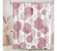 Litabel Pink Modern Shower Curtain for Bathroom, Geometric Art Decor Waterproof Bath Curtain, Abstract Fabric Shower Curtain Sets for Home Decor, 72x72 Inch