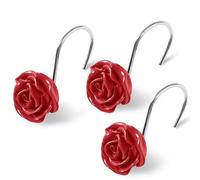Litabel Rose Shower Curtain Hooks 12PCS,Rose Home Decorative Shower Curtain Hooks Metal Rustproof Cute Rose Flower Shower Hooks Rings Bathroom Shower Rods Curtains