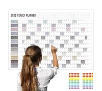 Litacimi Yearly Wall Calendar 2025 with Moon Phase, Paper Full Year Wall Calendar One Page, 365 Day Calendar at One Glance, Large Calendar for Wall 23.6"X 32.8"