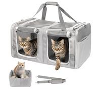 LitaiL Cat Carrier for 2 Cats with Litter Box, Large Cat Travel Carrier for Car Travel, Double-Compartment Soft Pet Carrier with Breathable Mesh, up to 30lb - for Car, Vet Visits & Camping