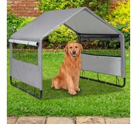 LitaiL Dog Shade Shlter Dog Tent for Small Large Dogs, Dog House Outdoor, Outside Sun Rain Dogs Canopy Pet House, Breathable Pet Tent with Mesh Windows, 47.2 X 47.2x37.8 inches, Grey