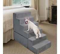 LitaiL Dog Stairs for High Beds 30''H, 6-Step Dog Steps for Small Dogs/Cats, Pet Stairs/Pet Steps for High Beds/Bedsides Climbing Grey