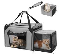LitaiL Extra Large Cat Travel Carrier with Litter Box, Soft Cat Carrier for Large Cat, Expandable Cat Carrier for Car Travel, Road Trip, Camping, up to 35 lb, 23.6''(L) x 16''(W) x 17''(H)