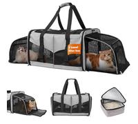 LitaiL Large Cats Travel Carriers - Cat Carrier for 2 Cats with Litter Tray, Soft Expandable Double Cat Carriers, Portable 2-in-1 Pet Travel Carrier with Litter Tray for Indoor Outdoor