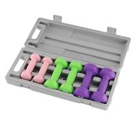 Litake 1-3LB Dumbbell Set,Neoprene Coated Hex,Cast Iron,Pink＋Green＋Purple | Ergonomic Handle,Anti-Slip,Odor-Free,Grey Case,1/2/3 Pound,Women's Fitness