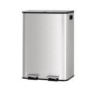 Litake Dual Compartment Kitchen Step Trash Can, 2x30L Stainless Steel Bin | Fingerprint-proof matte finish, soft-close lid, hands-free pedal, odor control for kitchen waste and recycling