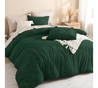 Litanika California King Comforter Set Emerald Green,3 Pieces Dark Green Tufted Boho Farmhouse Bedding Comforter Set,Lightweight Fluffy Comforter Bed Set All Season (104x96In Comforter&2 Pillowcases)