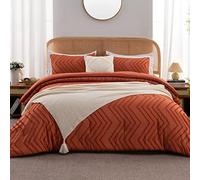 Litanika Comforter King Size Set, Burnt Orange Boho Fall Lightweight Bedding Comforters & Sets for King Bed, 3 Pieces Chevron Tufted Bed Set