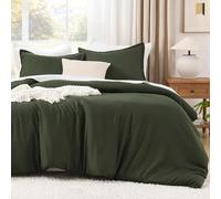 Litanika Dark Olive Green Comforter Set King, 3 Pieces Solid Bedding Comforter Set, All Season Fluffy Bed Set (104x90In Comforter & 2 Pillowcases)