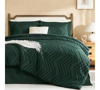 Litanika King Size Comforter Set with Sheets Dark Emerald Green - 7 Pieces Bed in a Bag King Boho Tufted Complete Beddding Sets with Comforter, Sheets, Pillowcases & Shams