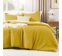 Litanika Mustard Yellow Comforter Set King Size, 3 Pieces Lightweight Solid Bedding Comforter Set, All Season Fluffy Bed Set (104x90In Comforter & 2 Pillowcases)