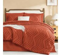 Litanika Oversized Queen Size Comforter Set with Sheets Burnt Orange - 7 Pieces Bed in a Bag Oversized Queen Boho Tufted Complete Bedding Sets with Comforter, Sheets, Pillowcases & Shams