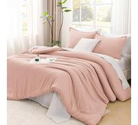 Litanika Pink Twin Comforter Set for Girls, 2 Pieces Kids Blush Plain Bedding Comforter Set, All Season Bed Set (66x90In Comforter & 1 Pillowcase)