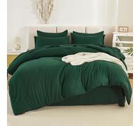 Litanika Queen Comforter Set Dark Emerald Green - 7 Pieces Bed in a Bag Queen Bedding Comforter Sets, Solid Lightweight Bed Set with Comforter, Sheets, Pillowcases & Shams