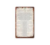 Litany of Trust Catholic Devotional Text Metal Tin Sign Retro Typography Wall Decor for Dining Room Family Gathering Place Worship Corner Plaque 8 X 12 inch