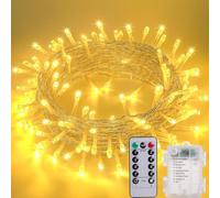 Litark Christmas Fairy Lights Battery Powered, Battery String Lights with Remote Control, Waterproof,Timer,8 Modes,for Christmas Tree Garden Indoor Outdoor Decorative (Warm White, 10m)