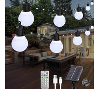 Litark Solar String Lights Outdoor with 20 Shatterproof G40 Bulbs - 32.8Ft/10m 100 LED Soalr Fairy Lights with Remote, USB Port, 8 Modes Waterproof, Garden Yard Camping Decor - Cool White