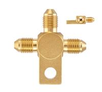 LitartPRO 3AN Brake Line Tee Adapter - Solid Brass Brake Line Fittings with Mount Tab - 3/8-24 UNF Thread - 3 Way T-Fitting for Automotive Custom Fluid Routing