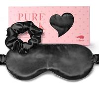LitBear 100% Pure Silk Sleep Mask, 22 Momme 6A Mulberry Silk Fabric and Filling, Total Light Blocking Eye Mask Sleeping for Women, Men, Side Sleepers, Includes Travel Pouch and Scrunchie