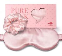 LitBear 100% Pure Silk Sleep Mask, 22 Momme 6A Mulberry Silk Fabric and Filling, Total Light Blocking Eye Mask Sleeping for Women, Men, Side Sleepers, Includes Travel Pouch and Scrunchie