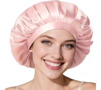 LitBear 100% Silk Bonnet for Sleeping Women, 100% Mulberry Grade-6A Genuine Silk Hair Bonnet for Sleeping, 22 Momme Sleep Cap for Curly Hair with Elastic Band Pink
