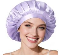 LitBear 100% Silk Bonnet for Sleeping Women, 100% Mulberry Grade-6A Genuine Silk Hair Bonnet for Sleeping, 22 Momme Sleep Cap for Curly Hair with Elastic Band Purple