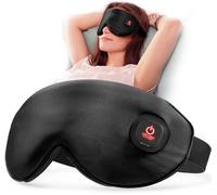 LitBear Heated Eye Mask, Silk Cordless Warm Eye Mask for Dry Eyes, Light Blocking Heat Sleep Masks for Women Men, Soft and Warm Eye Compress for Sleeping, Travel, Rechargeable, Washable Cover (Black)