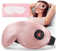 LitBear Heated Eye Mask, Silk Cordless Warm Eye Mask for Dry Eyes, Light Blocking Heat Sleep Masks for Women Men, Soft and Warm Eye Compress for Sleeping, Travel, Rechargeable, Washable Cover (Pink)