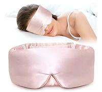 LitBear Pink Silk Sleep Mask for Side Sleepers, 100% 22 Momme Pure Mulberry Silk, Face-Hugging Padded Eye Cover with Adjustable Band