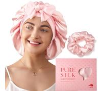 LitBear Women's 100% Mulberry Silk Sleep Cap, Pink, One Size, Luxury, Breathable, Moisture Wicking, Double Layered, Adjustable, Large, Yoga, Everyday, Relaxation, Sleep