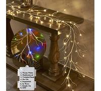 LITBLOOM Lighted Birch Garland Battery Operated with 8 Functions 48 Multi-Color and Warm White LED Lights 6FT for Indoor Outdoor Fall Thansgiving Winter Chrismtas Decoration