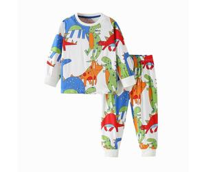 LitBud Kids Christmas Pajamas for Boy Pyjamas Long Sleeves Toddler Pjs Sleepweer Dinosaur 2pcs Nightwear Tops + Pants Sets for Childs Autumn White UK Size 6-7 Years 7T Thanksgiving Gifts
