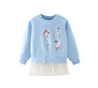 LitBud Kids Elf Sweatshirts for Girls Toddler Clothes Casual Jumper Girl Cotton Top T Shirt Long Sleeve Crewneck Pullover Blue Autumn Winter Size 5-6 Years Old 6T
