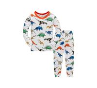 LitBud Older Boys Pyjamas for Todder Pjs Kids Sleepweer Pajamas Dinosaur Long Sleeve Tops + Pants 2pcs Sets Autumn White UK Size 7-8 Years 8T Thanksgiving Gifts