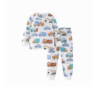 LitBud Older Boys Pyjamas for Todder Pjs Kids Sleepweer Pajamas Excavator Long Sleeve Tops + Pants 2pcs Sets Autumn White UK Size 7-8 Years 8T Thanksgiving Gifts