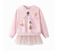 LitBud Sweatshirt Toddler Girls Elf Crewneck Pullover Girl Cotton Top T Shirt Long Sleeve Casual Jumper Pink for Kids Autumn Winter Size 4-5 Years Old 5T