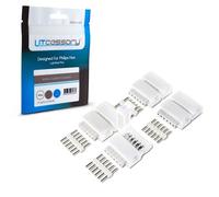 Litcessory 6-Pin to Cut-End Connector for Philips Hue/WiZ Lightstrip (4 Pack, White - STANDARD 6-PIN V3 / WiZ Lightstrip)