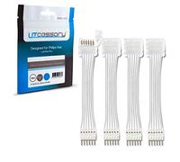 Litcessory 6-Pin to Cut-End Extension Connector for Philips Hue Lightstrip Plus (50mm, 4 Pack, White - Standard 6-PIN V3)