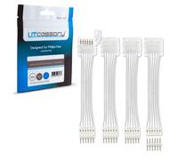 Litcessory 6-Pin to Cut-End Extension Connector for Philips Wiz LED Light Strips (2in, 4 Pack, White)