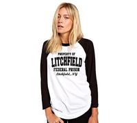 Litchfield Federal Prison Orange Women's Baseball Top - White/Black Medium
