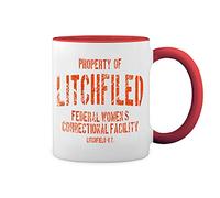 Litchfield Prison Inspired Orange is The New Black White Coffee Mug with Red Rim & Handle