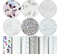 Litchi 6 Pack 8x12 Inch Faux Leather Sheets for Bow Earring, Easy to Cut Vinyl Fabric for Cricut, Durable Fade Resistant Leatherette Without Smell, Silver Series