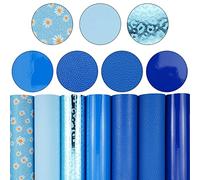 Litchi 7 Pack 8x12 Inch Faux Leather Sheets for Bow Earring, Easy to Cut Vinyl Fabric for Cricut, Durable Fade Resistant Leatherette Without Smell, Royal Blue