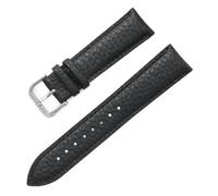 Litchi Grain Strap 12/14/16/18/19/20/21/22/24mm Watch Accessories Soft Leather Wristwatch Band with Pin Buckle, Black, 18mm