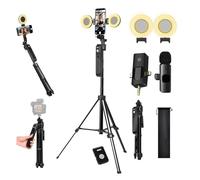 Litchitech Vlogging Kit for iPhone Andriod Phone Gopro Camera,70.9″ Auto Face Tracking Tipod,360 Rotatable Selfie Stick Tripod Gesture Control Content Creator Yutube Starter w/Remote/Mic/Light